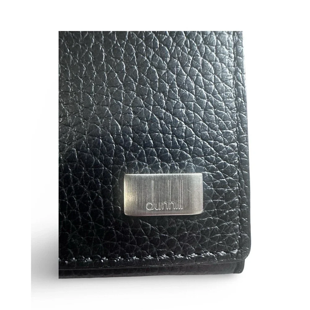 Dunhill Avorities LIKE NEW Authentic Black pebbled Wallet Silver Hardware